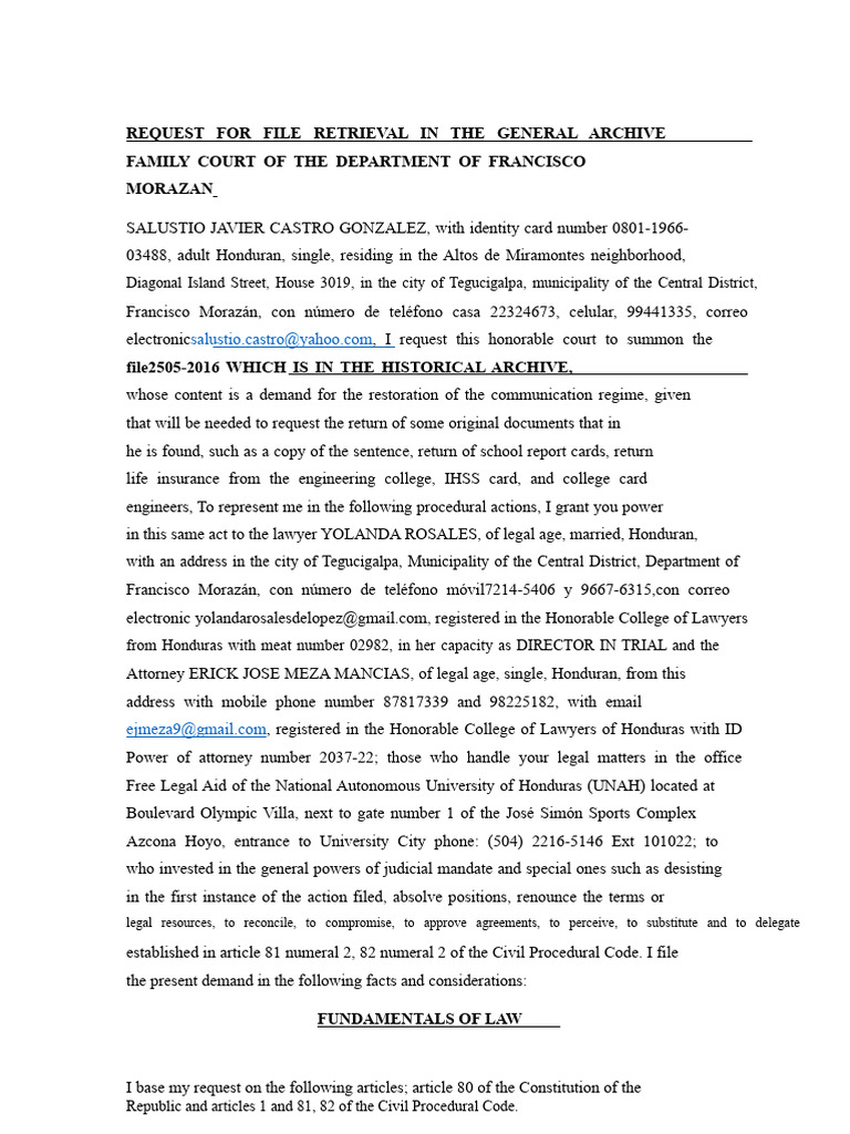 File Retrieval Request for Family Court | PDF | Public Law | Justice