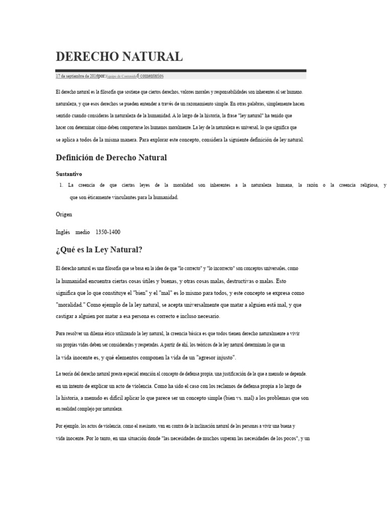 Conceptos Clave del Derecho Natural | PDF | La Ley natural | Moralidad