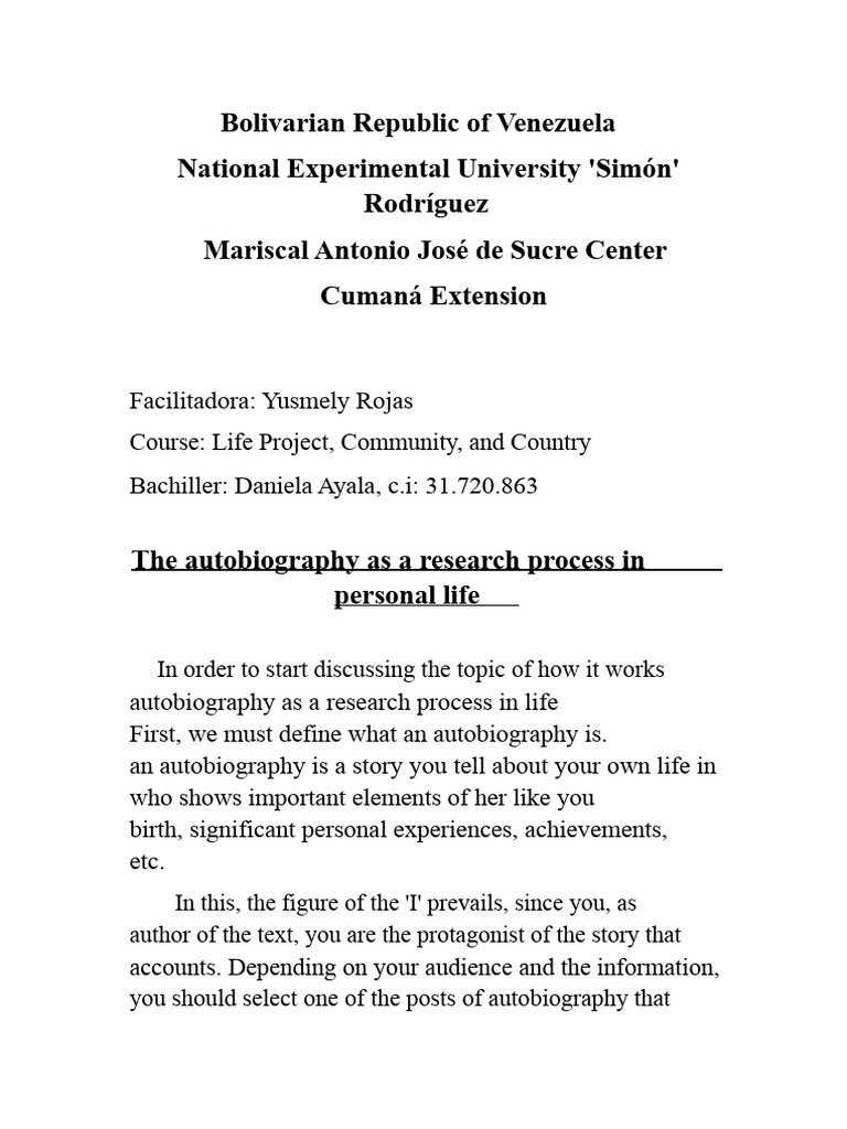 Autobiography as a Research Process | PDF
