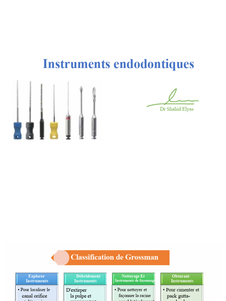 Instruments endodontiques : classification et usage | PDF | Acier ...