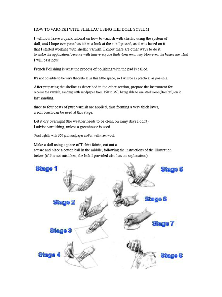 Varnishing with Shellac: Doll Method Guide | PDF | Varnish | Materials