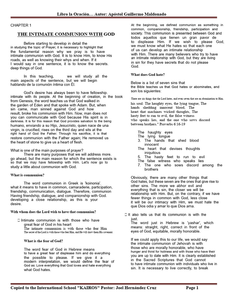Intimate Communion with God Explained | PDF | Jesus | Prayer