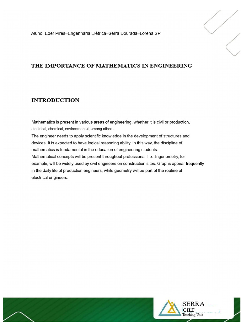 Importance of Mathematics in Engineering | PDF | Mathematics | Engineering