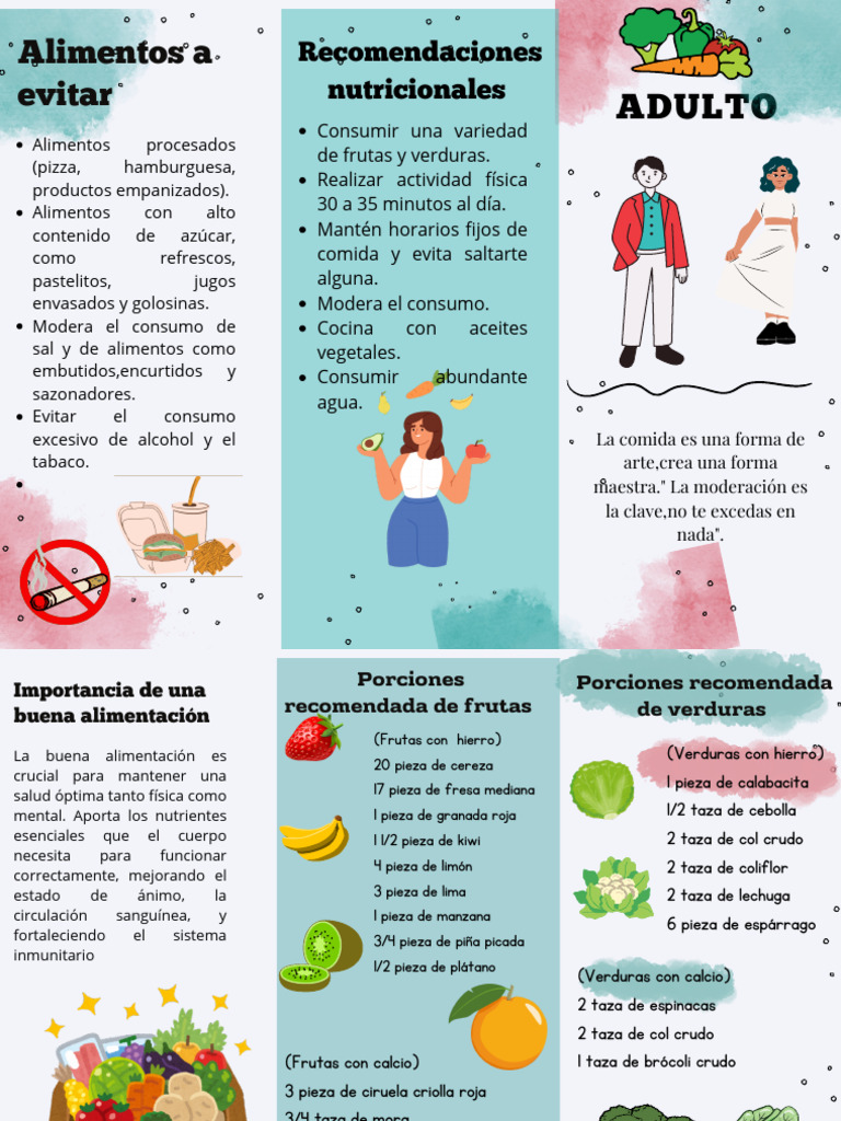 Guía de Alimentación Saludable para Adultos | PDF | Alimentos | Fruta