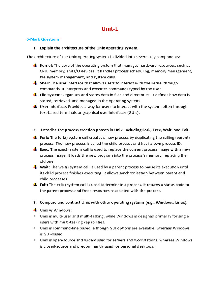 Unix Operating System Overview and Commands | PDF | Process (Computing ...