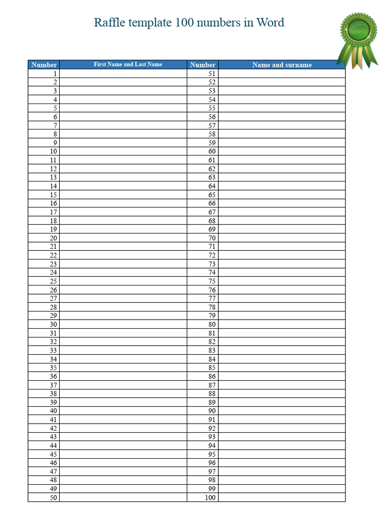 Raffle Number Template in Word | PDF