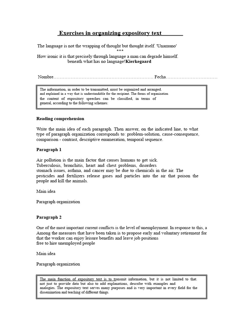 Organizing Expository Text Exercises | PDF | Dna | Biochemistry