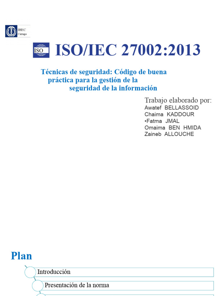 Presentación ISO 27002 | PDF | Seguridad de información | Valores