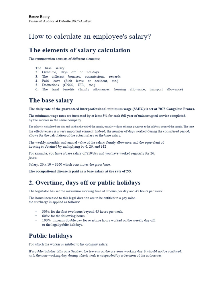 Salary Calculation Guide for Employees | PDF | Salary | Payroll