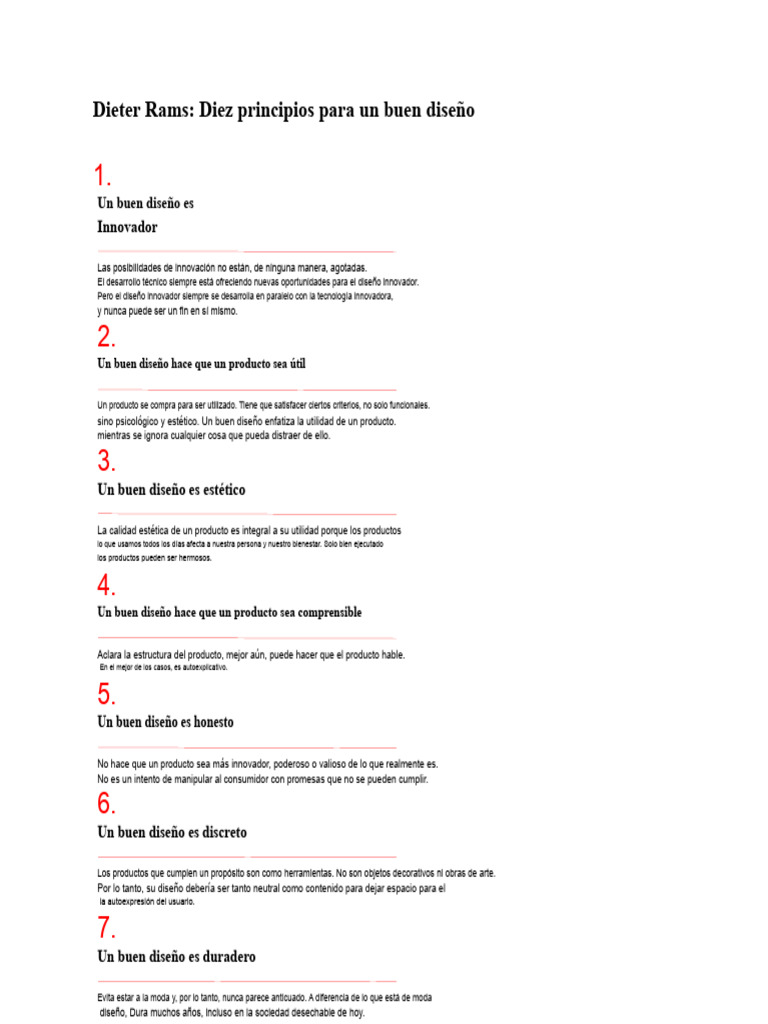Principios de Diseño de Dieter Rams | PDF