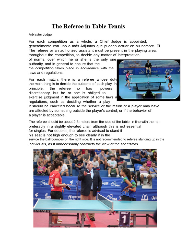 Role of Referees in Table Tennis | PDF | Table Tennis | Referee
