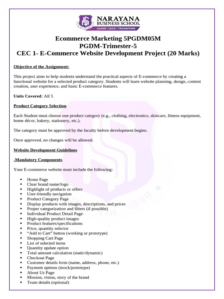E-Commerce Website Development Project Guide | PDF | Websites | Web ...