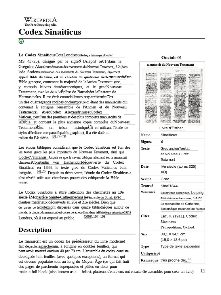 Importance du Codex Sinaiticus | PDF | Bible | Textes religieux