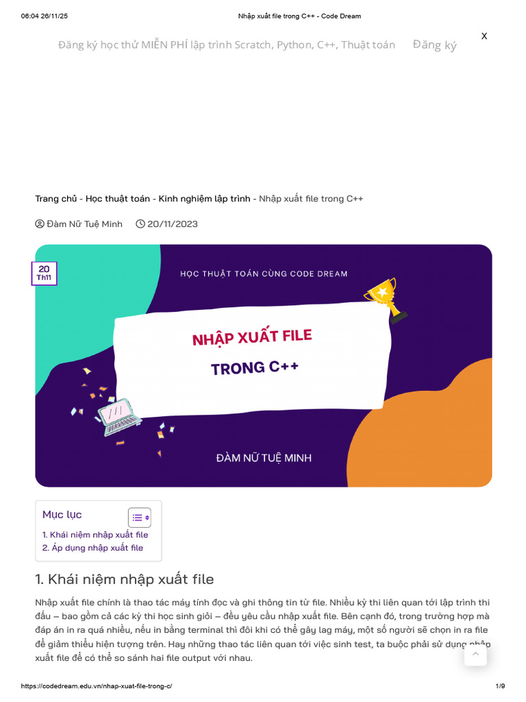 Nhập Xuất File Trong C++ - Code Dream | PDF