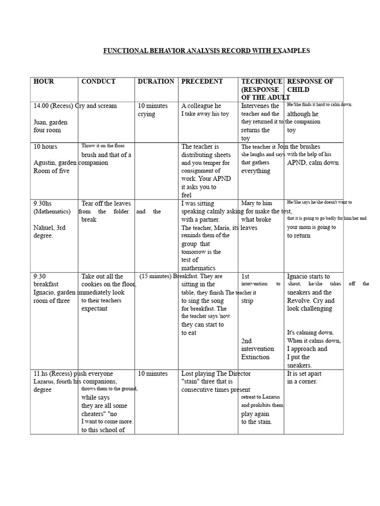 Functional Behavior Analysis Examples | PDF