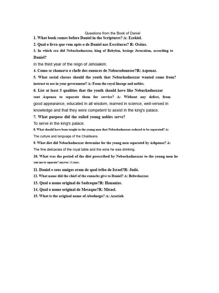 Questions on the Book of Daniel | PDF