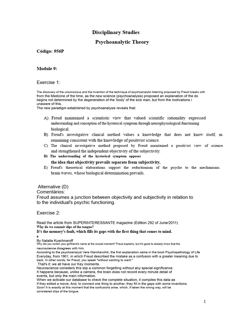 Freud's Psychoanalytic Theory Insights | PDF | Psychoanalysis | Sigmund ...