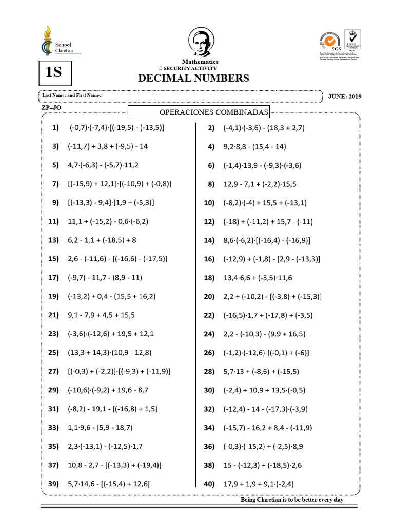 Decimal Numbers: Practical Math Problems | PDF