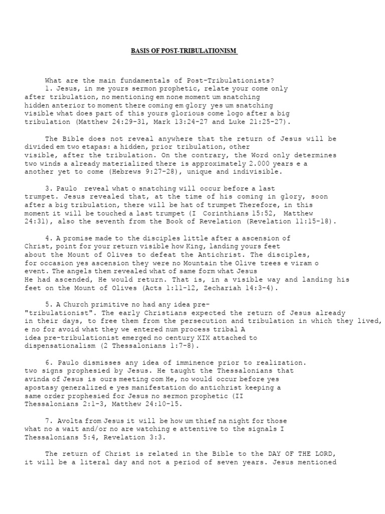 Understanding Post-Tribulationism Basics | PDF | Great Tribulation ...