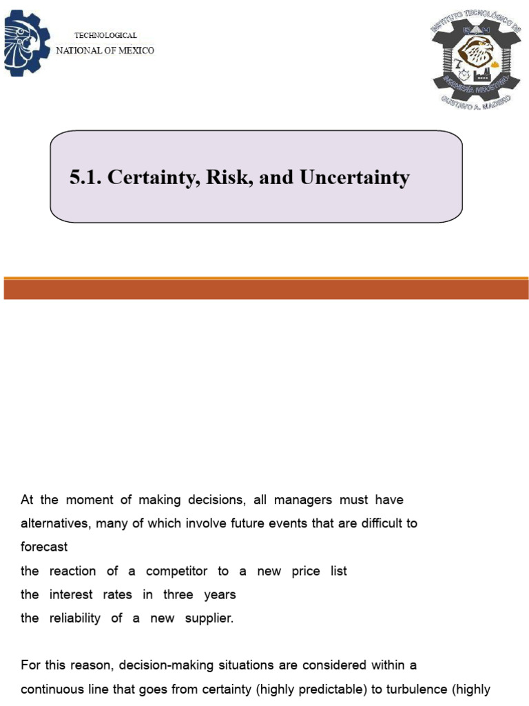 Understanding Certainty, Risk, and Uncertainty | PDF | Uncertainty | Risk