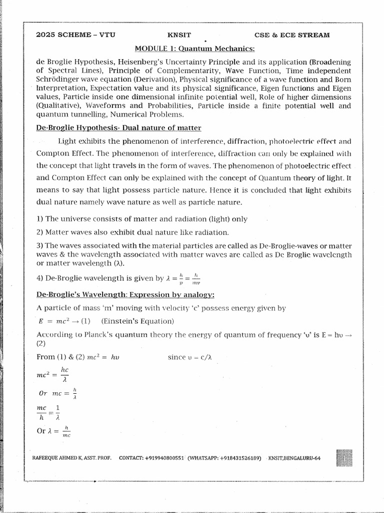 Module 1 Quantum Mechanics (Cse and Ece) Scan | PDF