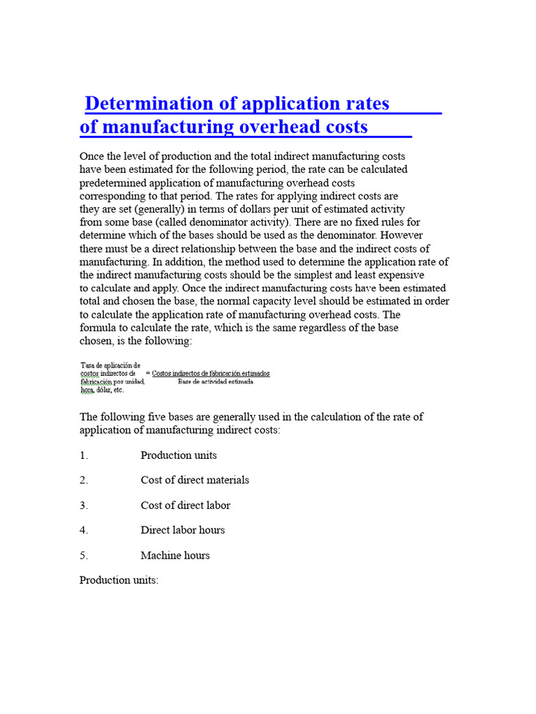 Application Rates for Manufacturing Overhead | PDF | Depreciation ...