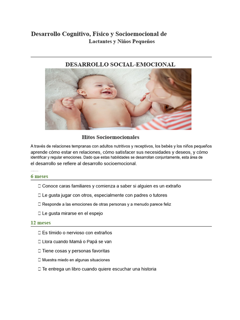 Desarrollo Socioemocional en Niños Pequeños | PDF | Las emociones ...
