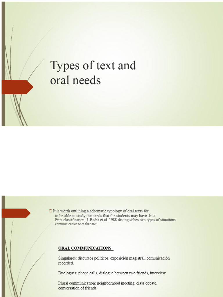 Types of Text and Oral Necessities | PDF