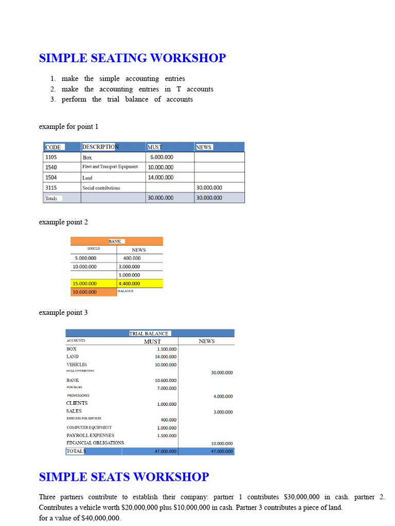 Workshop 1 Simple Accounting Entries | PDF