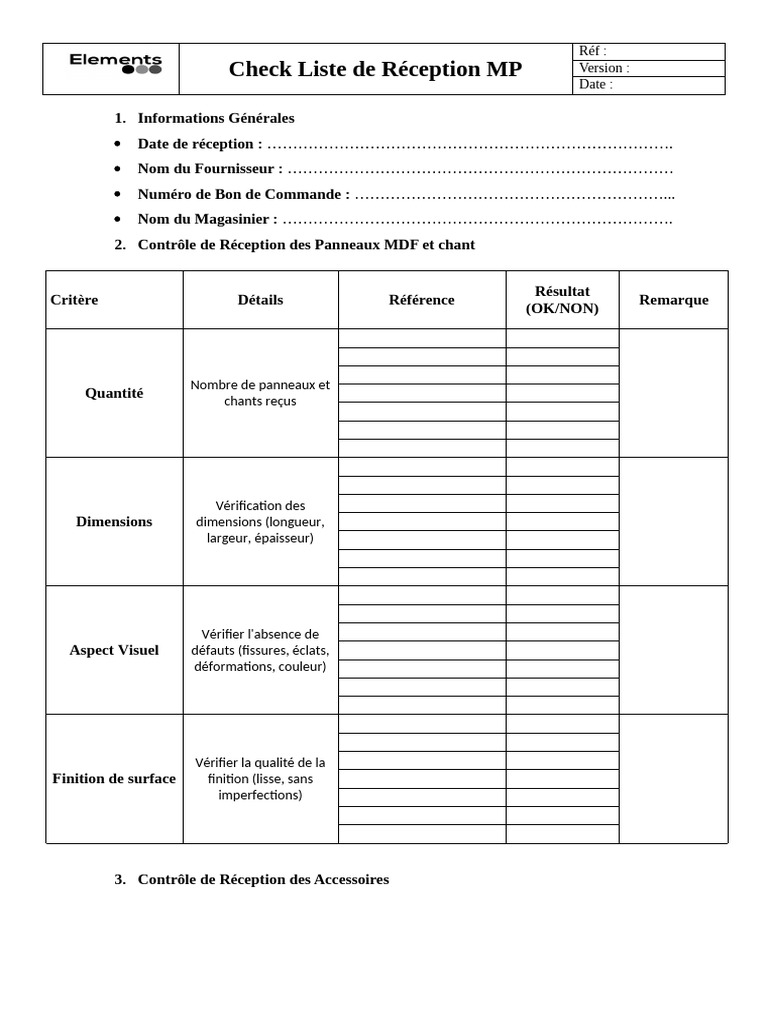 Checklist de Réception des Matériaux | PDF