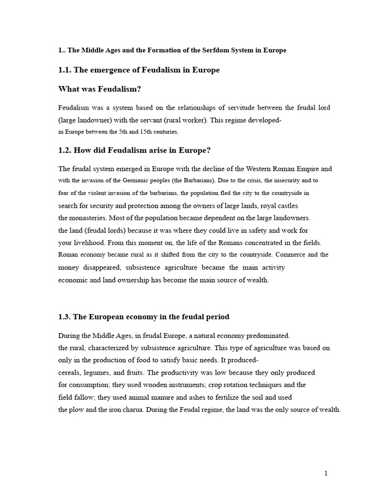 Topic 6 - The Middle Ages and the Formation of the Servile System in ...