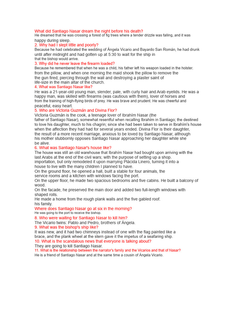 CHRONICLE OF A DEATH FORETOLD WITH ANSWERS | PDF, image size:768x1024