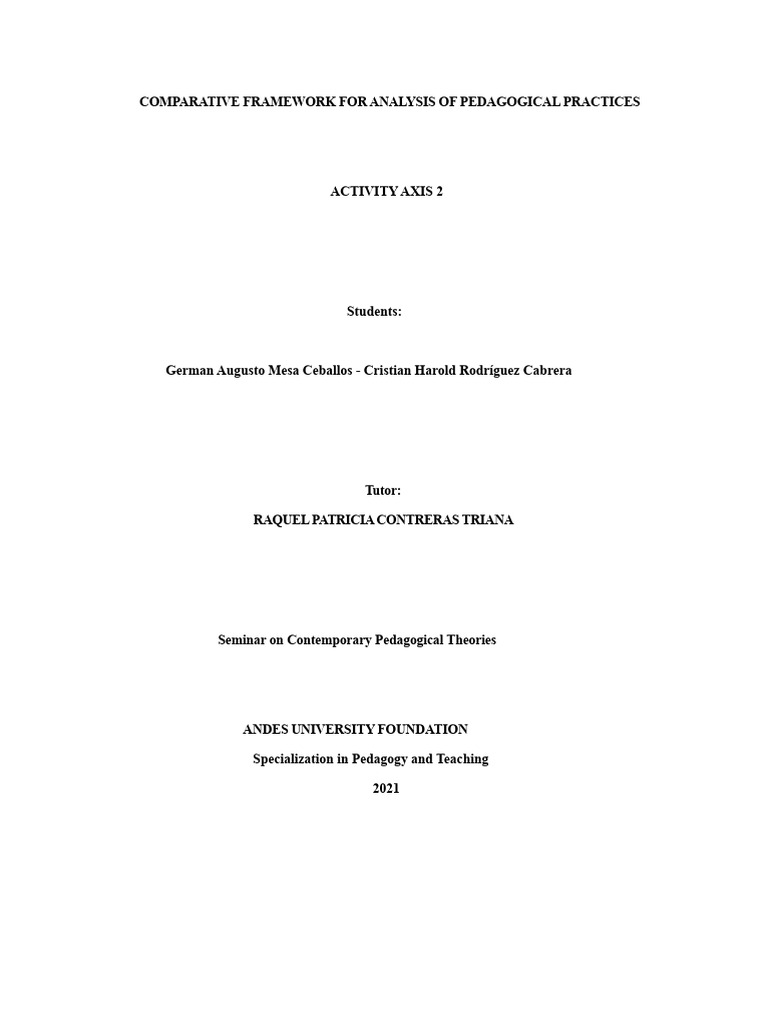 Comparative Analysis of Pedagogical Practices | PDF | Pedagogy | Knowledge