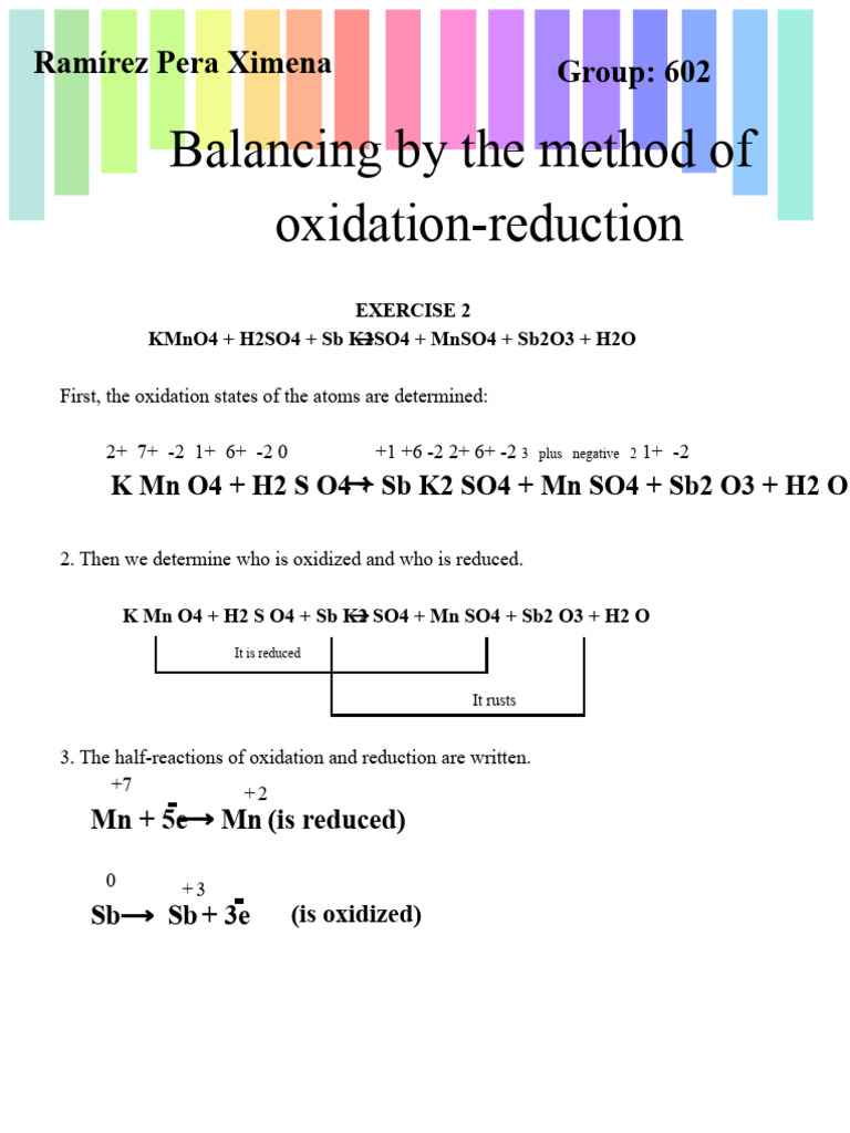 Balancing Redox Reactions Exercise | PDF | Redox | Chemistry