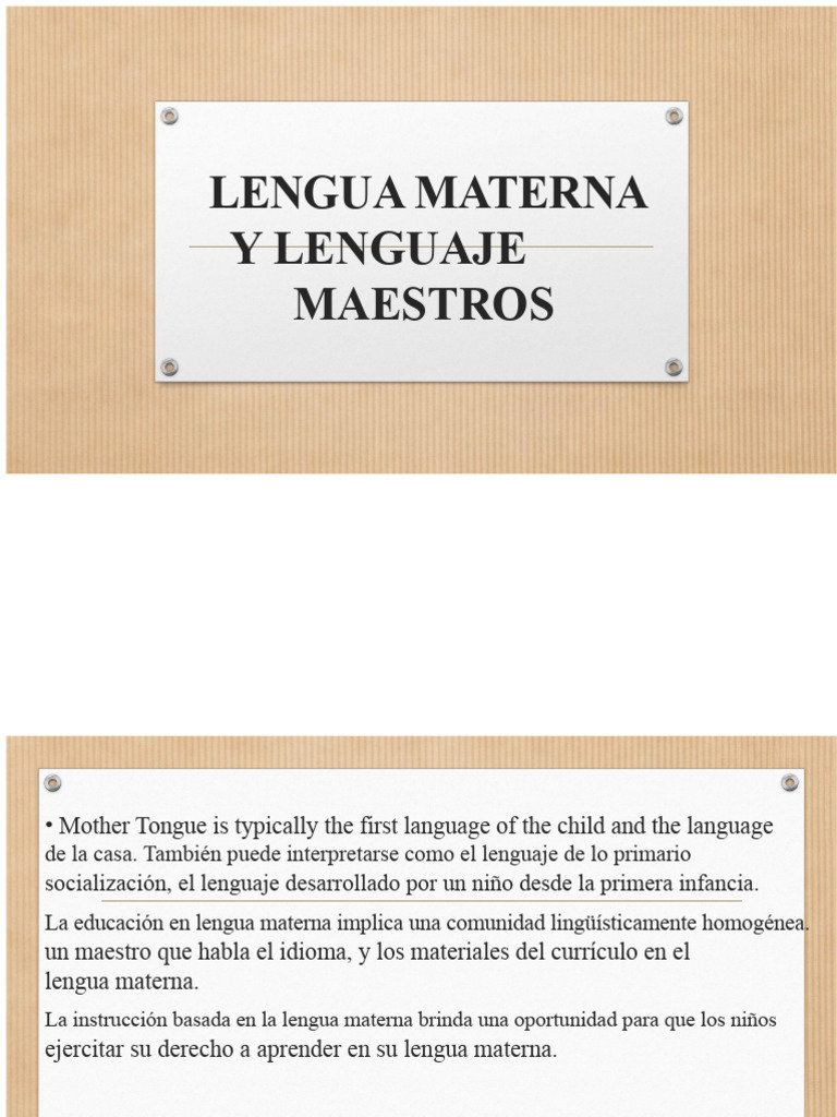 Importancia de la Lengua Materna en Educación | PDF | Primer idioma ...