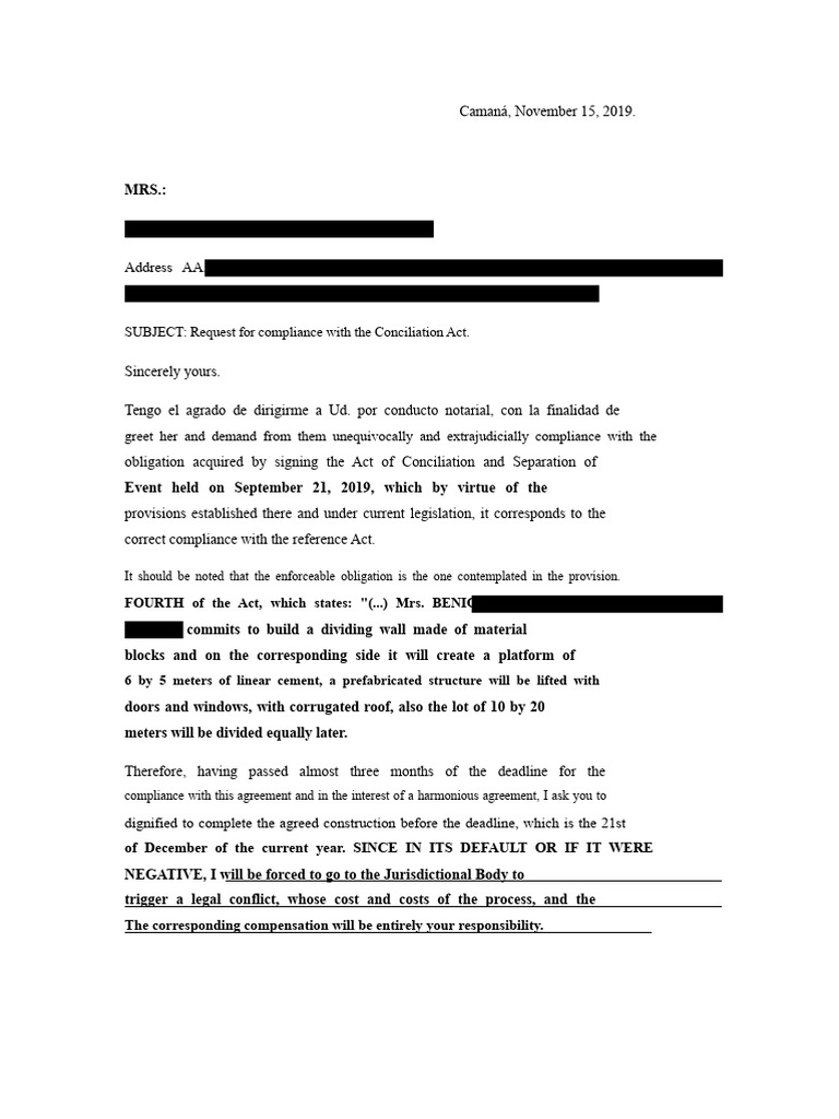 Model NOTARIAL LETTER Requesting Compliance | PDF