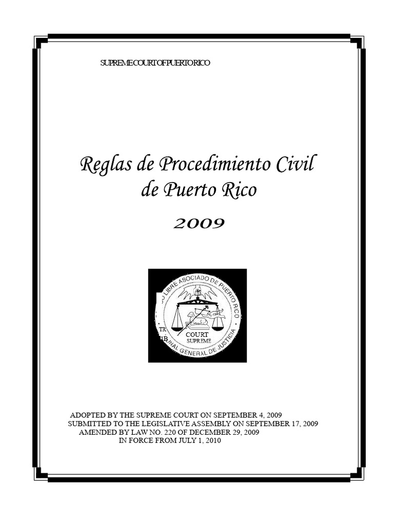 Rules of Civil Procedure of Puerto Rico (2009) | PDF | Lawsuit ...