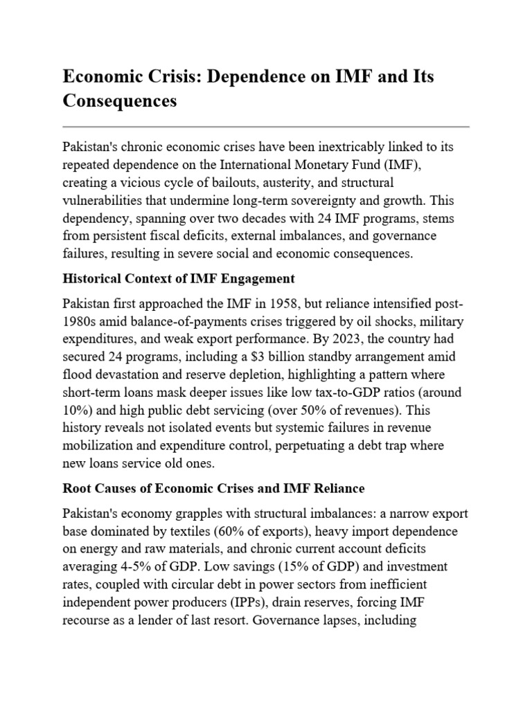Economic Crisis Dependence On IMF and Its Consequences | PDF ...