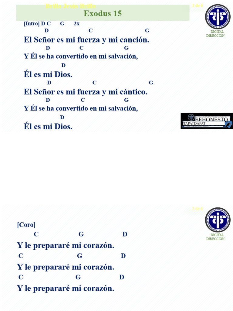 Éxodo 15 - Acordes de Música y Letra | PDF