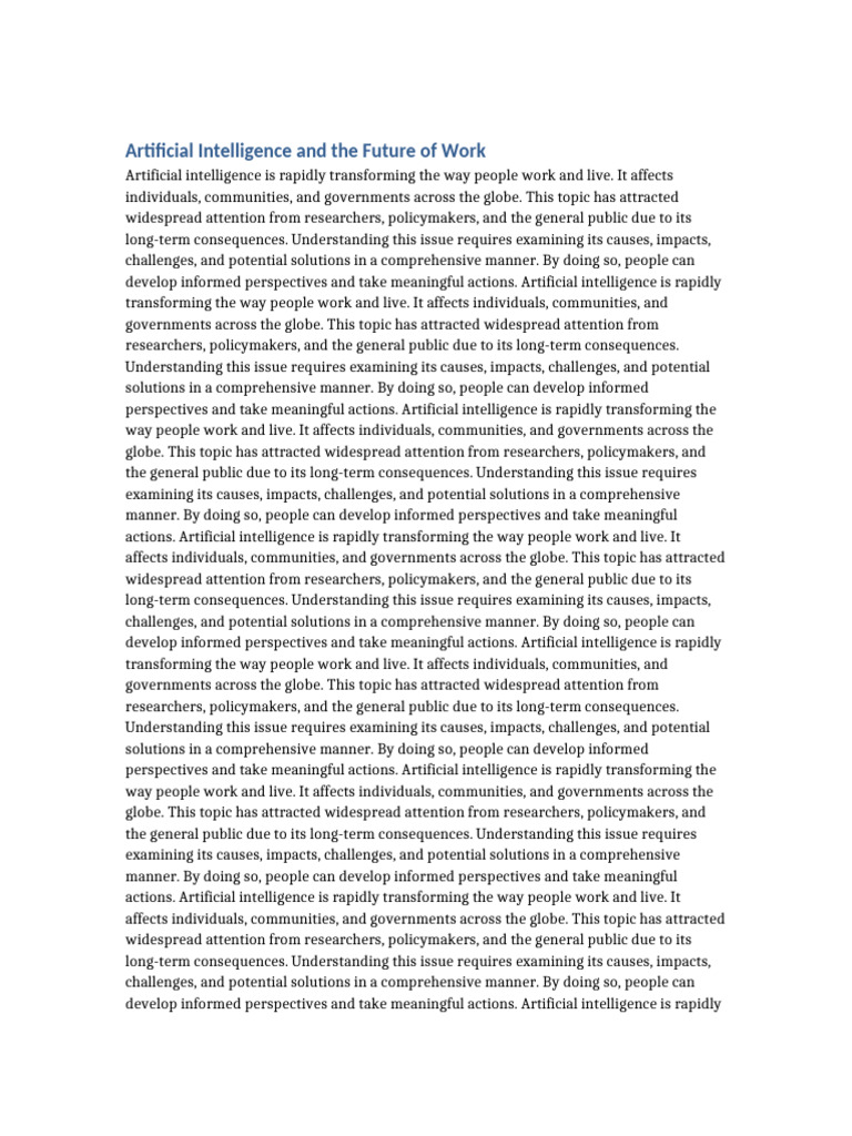 Artificial Intelligence and The Future of Work | PDF | Artificial ...