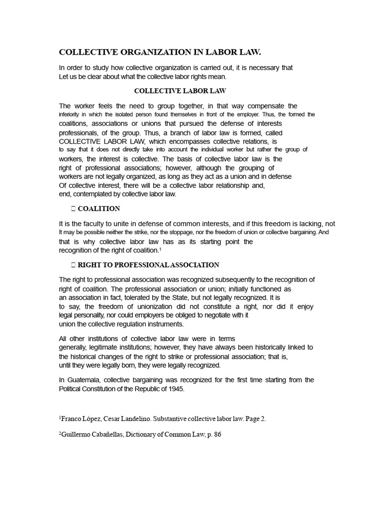 The Collective Organization in Labor Law KELIA PDF | PDF | Strike ...
