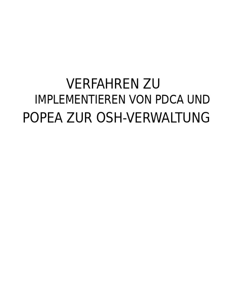 Verfahren Zur Implementierung Von PDCA Und POPEA Im ...