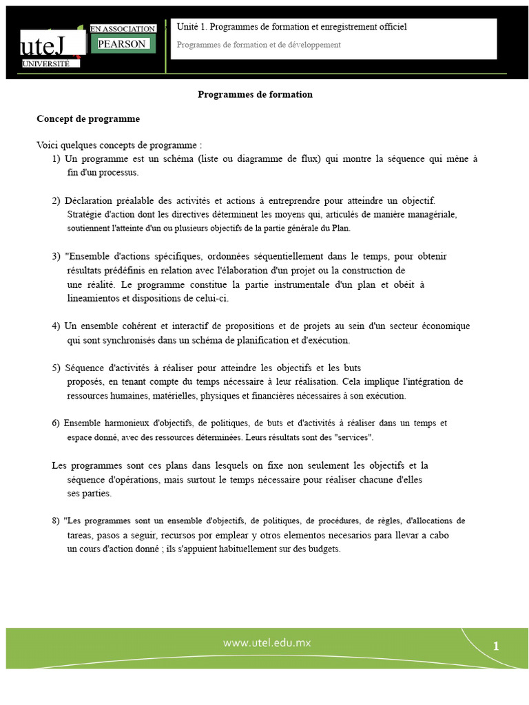 Programmes de formation et développement professionnel | PDF ...