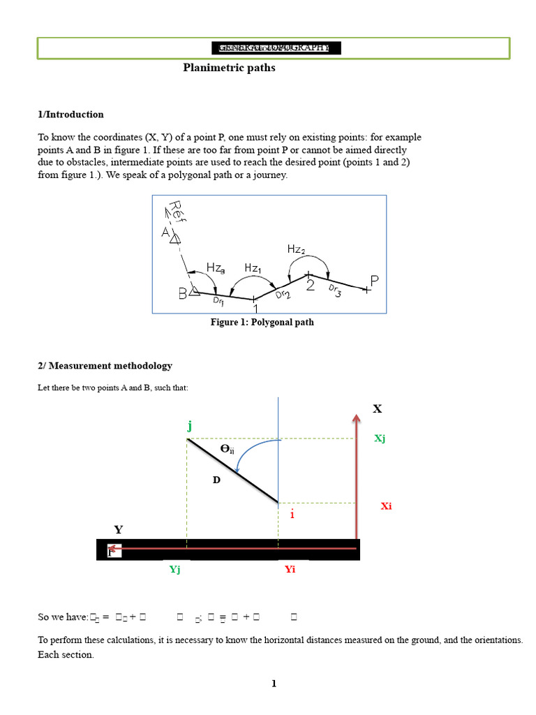 Polygonal Path Measurement Techniques | PDF | Angle | Coordinate System