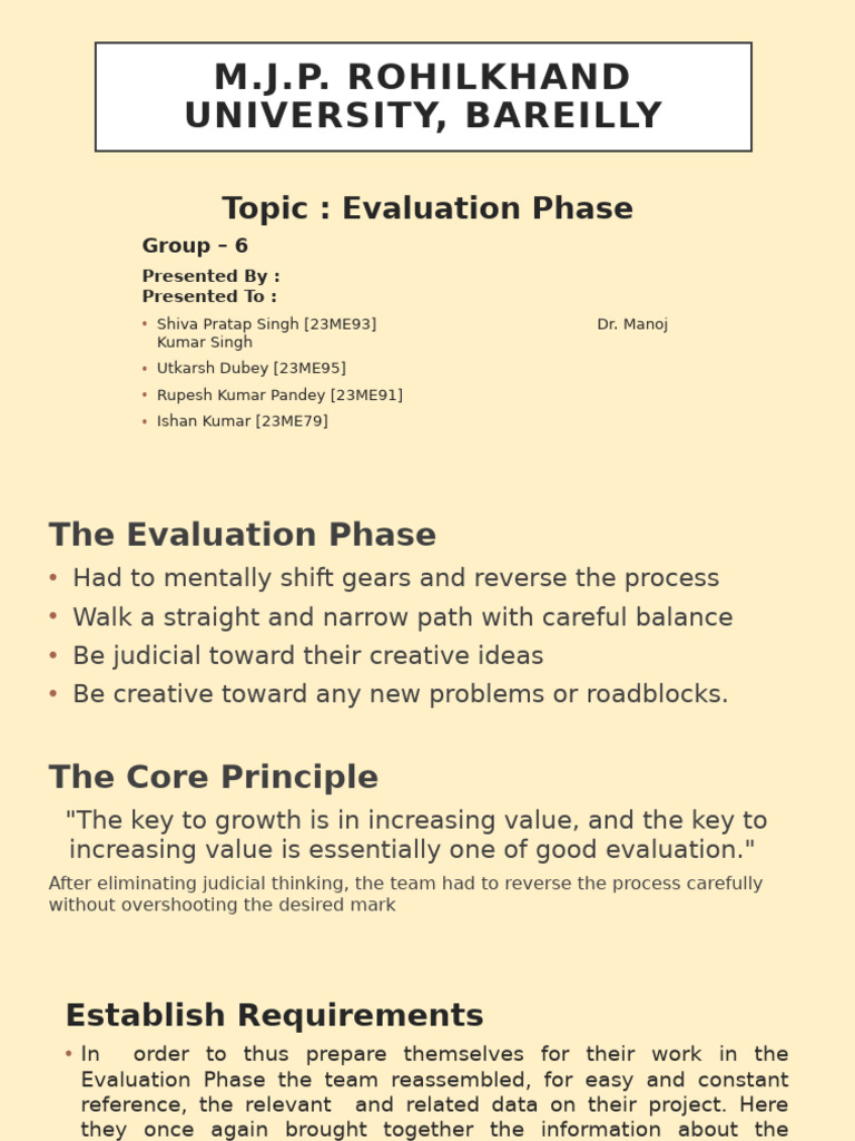Evaluation Phase Presentation by Group 6 | PDF | Parameter (Computer ...