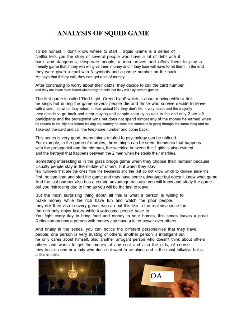 ANALYSIS OF SQUID GAME | PDF