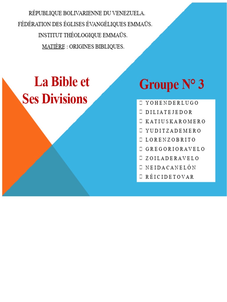 Origines Bibliques et Divisions de la Bible | PDF