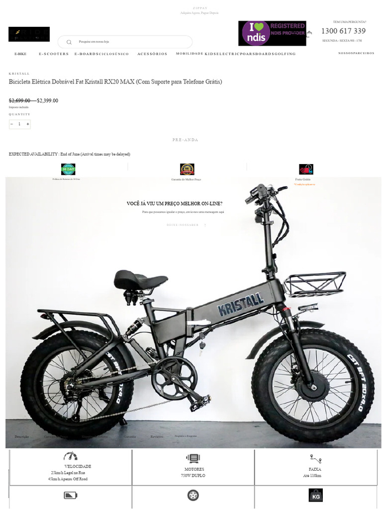 Bicicleta Elétrica Kristall RX20 MAX | PDF | Bens manufaturados ...