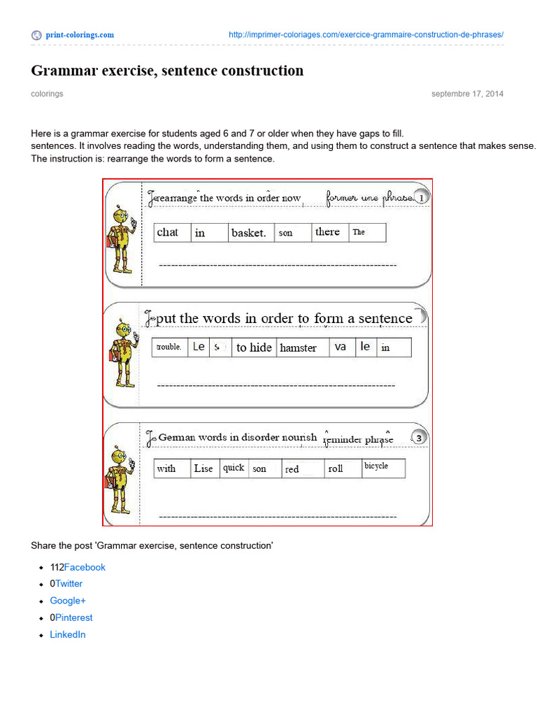 Grammar Exercise Sentence Construction - 2 | PDF