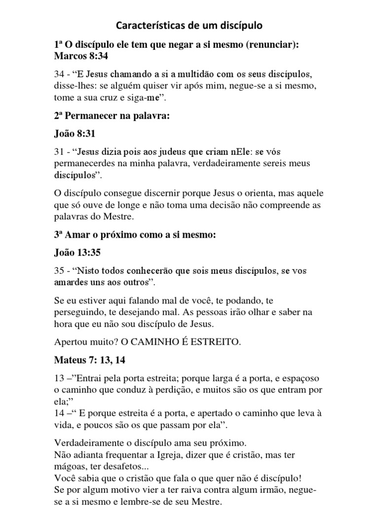 Características de Um Discípulo | PDF | Evangelho de João | Jesus